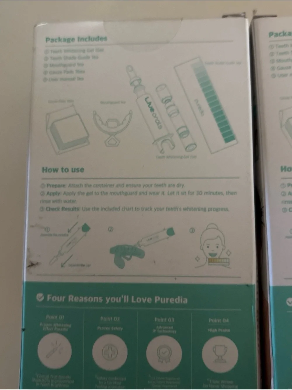 2x Live Orals PureDia Teeth Whitening Kit - Gel & Mouthpiece Set, Hydrogen...